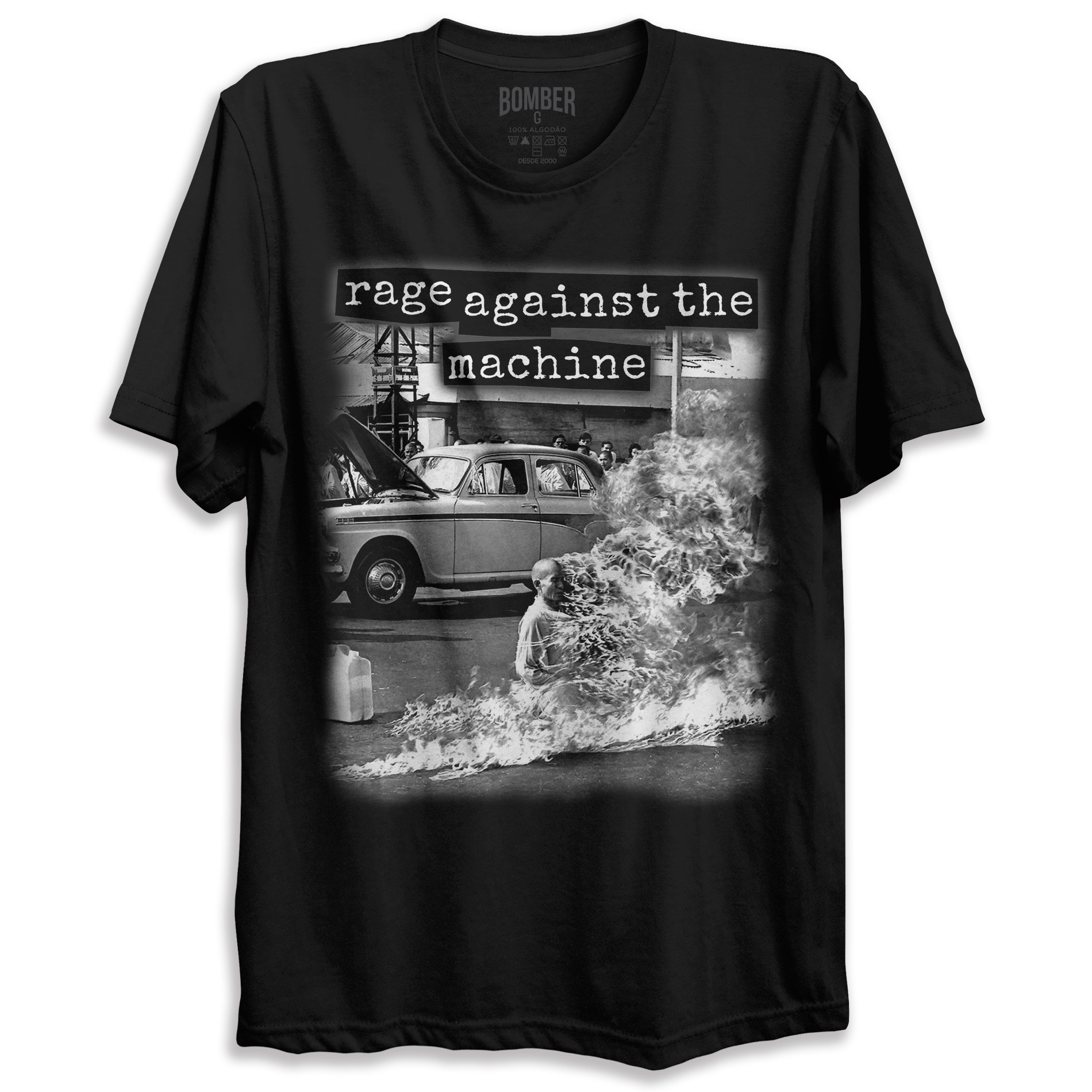 Camiseta Preta Banda Rage Against The Machine Bomber Rock Rapper