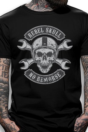 02 camiseta preta custom rebel skull helmet no remorse