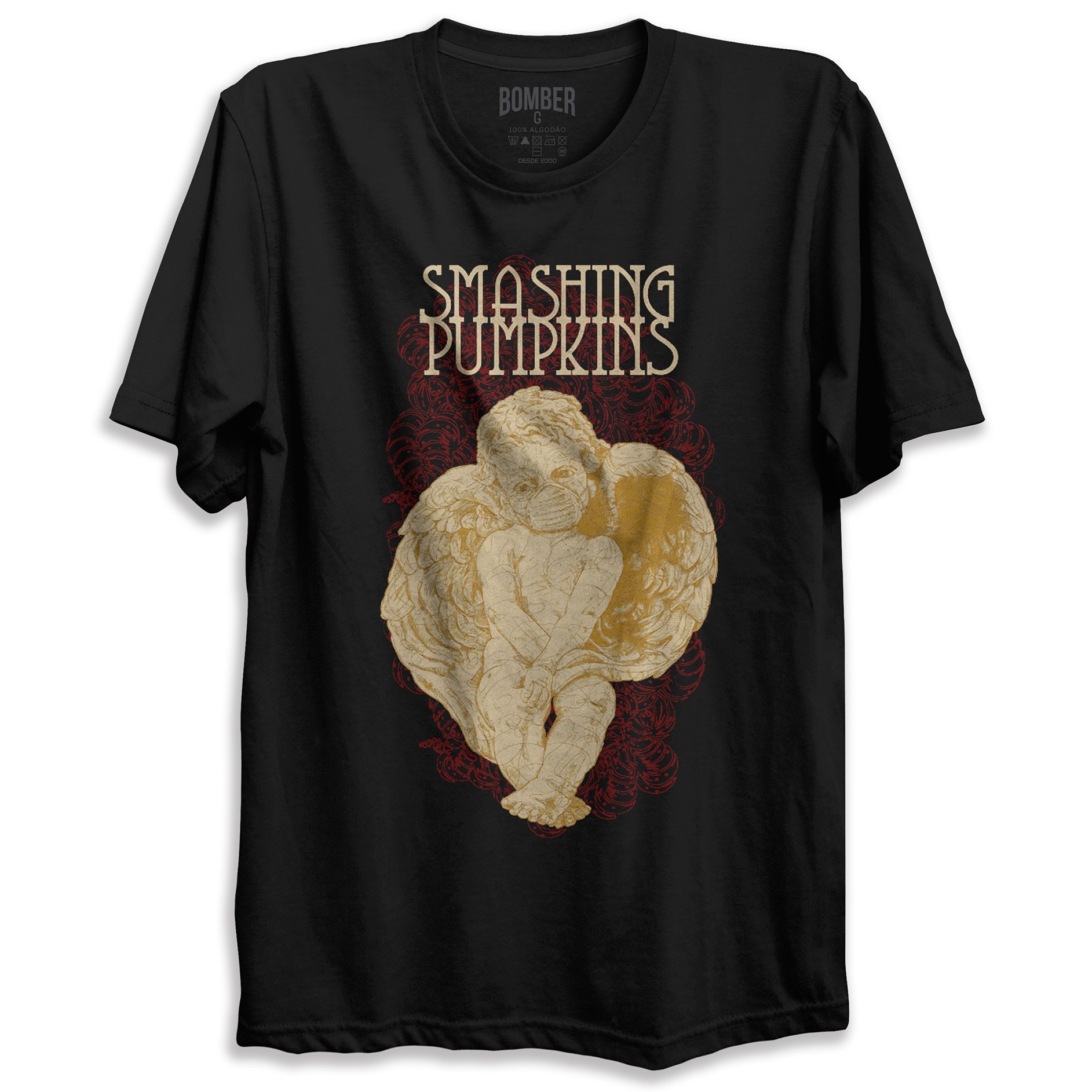 Camiseta Preta Banda The Smashing Pumpkins Bomber Rock Alternativo