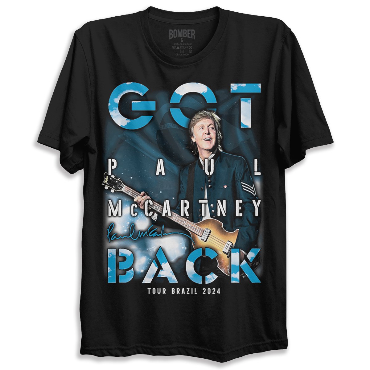 Camiseta Preta Paul McCartney Got Back Tour 2024 Brasil Rock