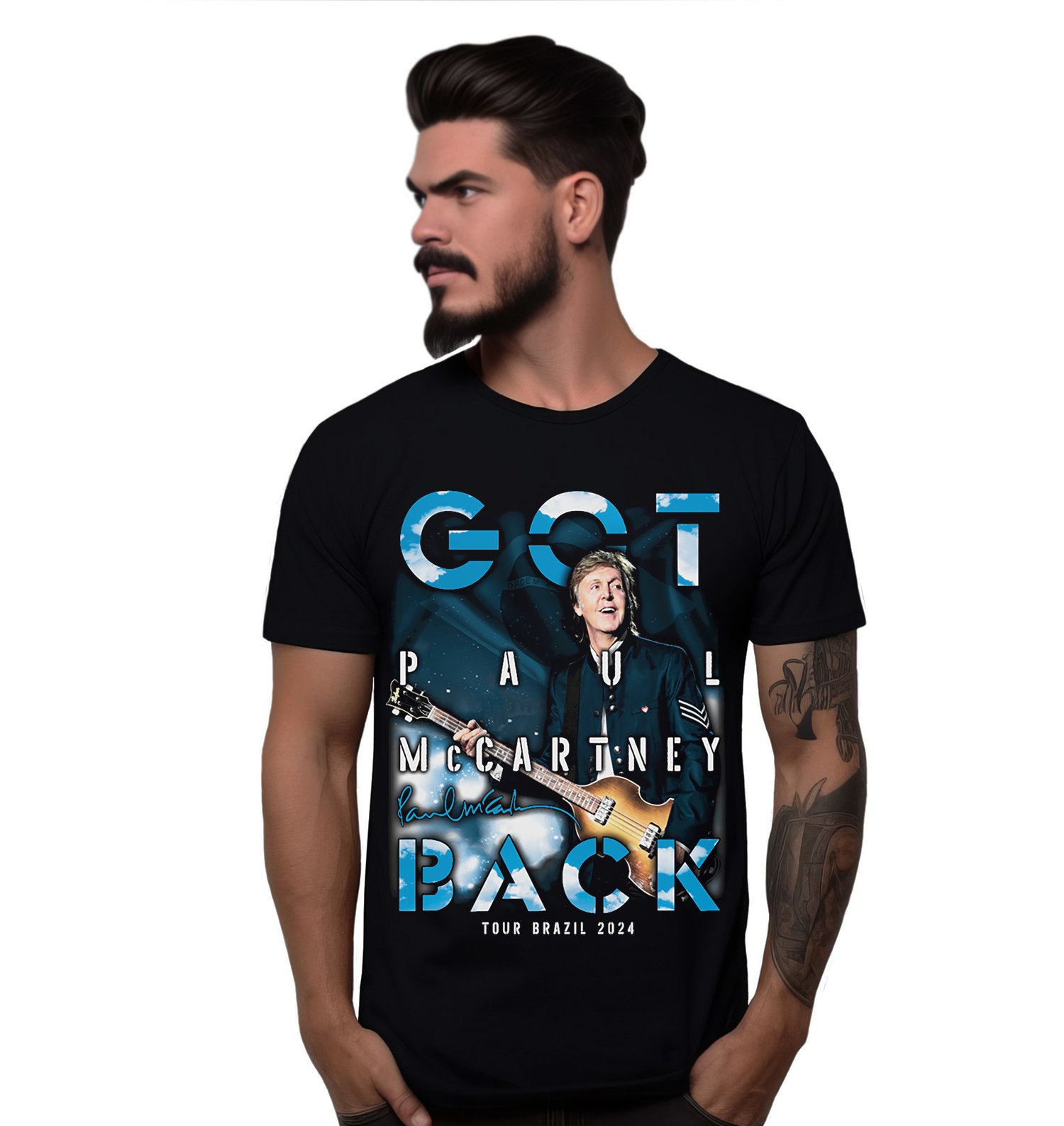 Camiseta Preta Paul McCartney Got Back Tour 2024 Brasil Rock