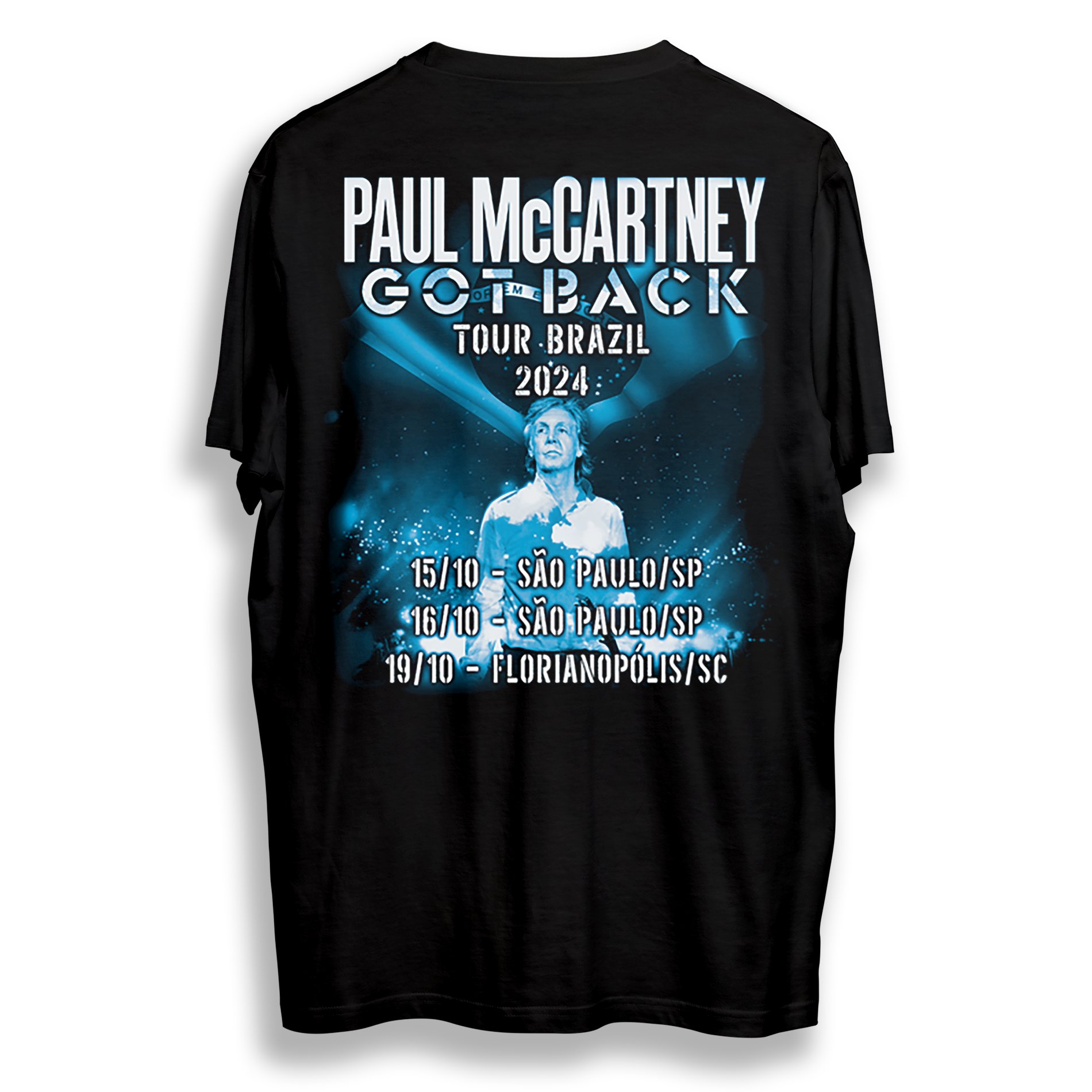 Camiseta Preta Paul McCartney Got Back Tour 2024 Brasil Rock