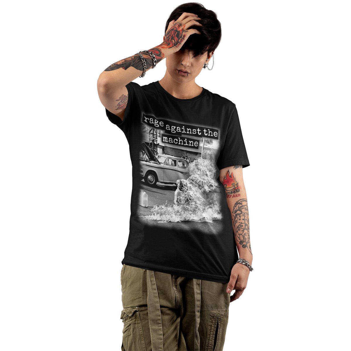 Camiseta Preta Banda Rage Against The Machine Bomber Rock Rapper